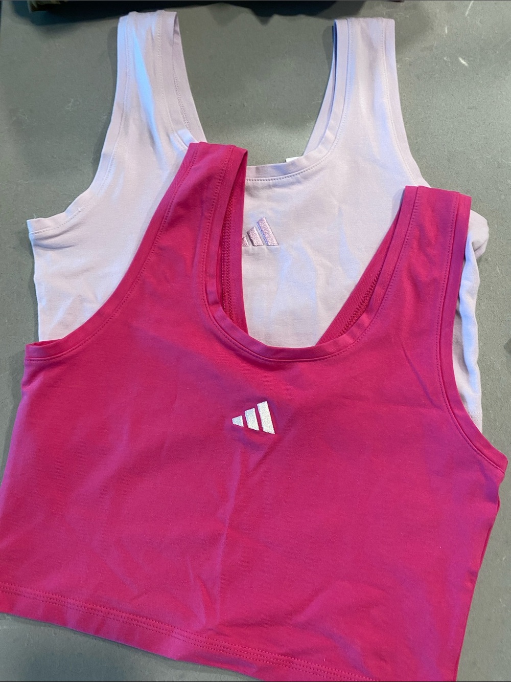 adidas Pink Lavender Crop Tank Top Bundle NWOT Stretch Cotton Gym Fitness S